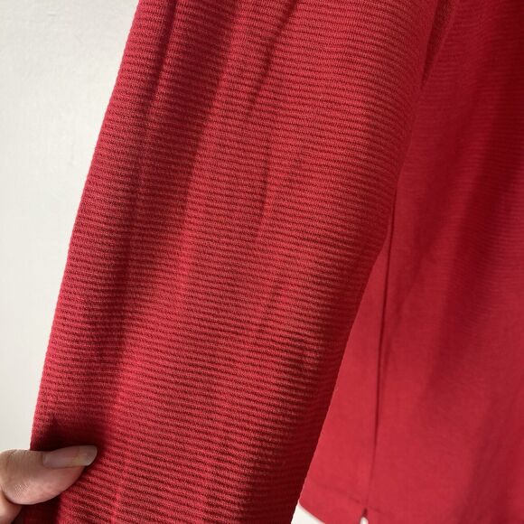 J Jill Wearever Women's Medium Top Red Stretch Long Sleeve V Neck Comfort Tunic - Picture 3 of 7